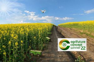 Vision digitalisierte Landwirtschaft: Feld-Roboter und Drohne in Raps © anko_ter/fotolia.com (modifiziert)